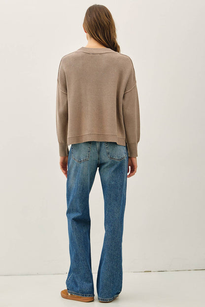 Ribbed Raw Seam Knit Sweater