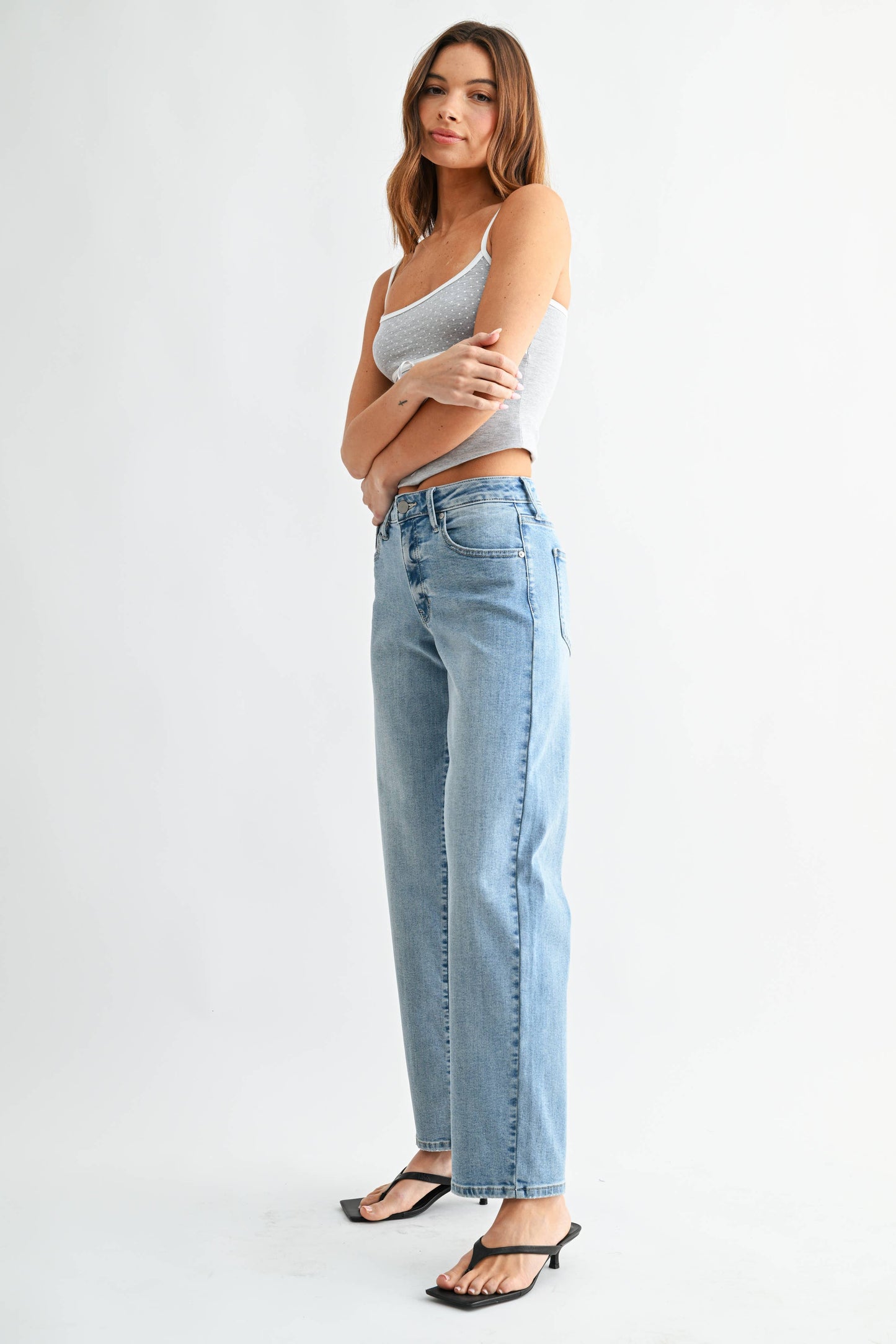 Bowed Straight Leg Jeans