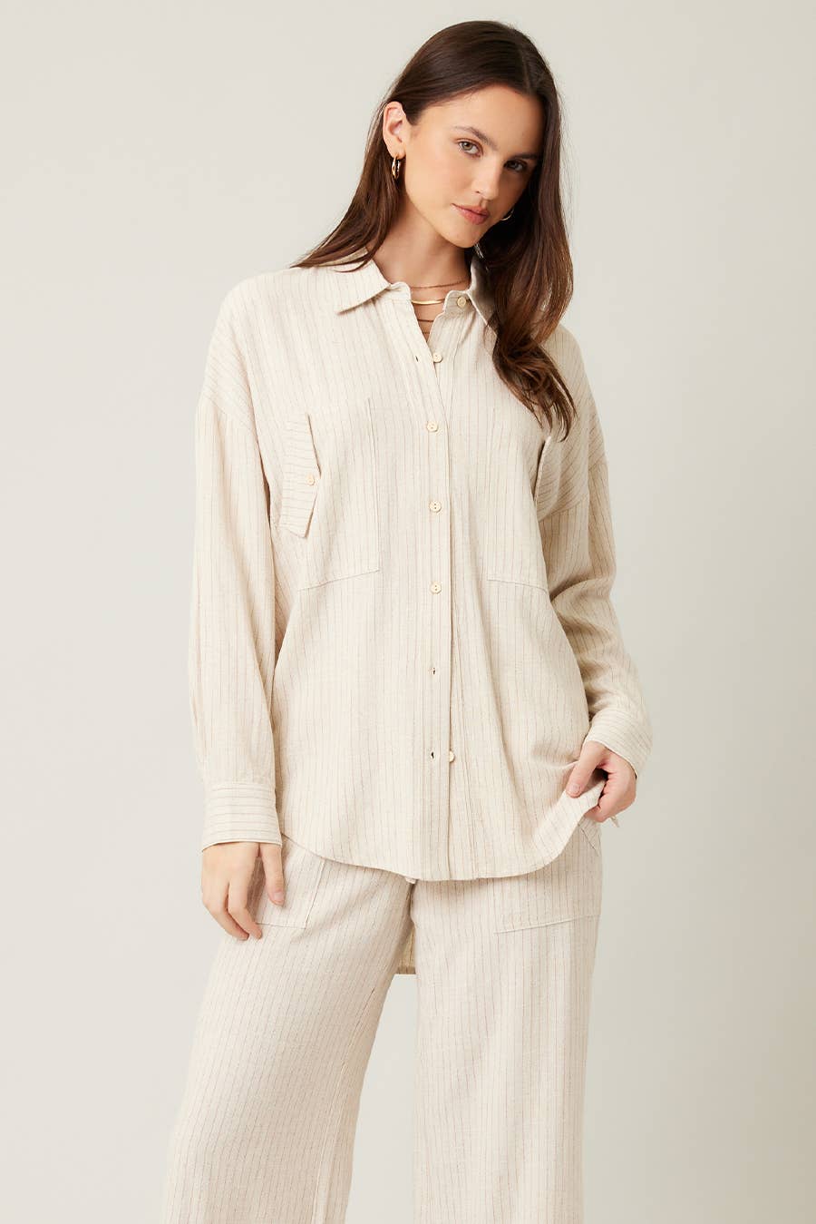 Stripe Linen Shirt Top
