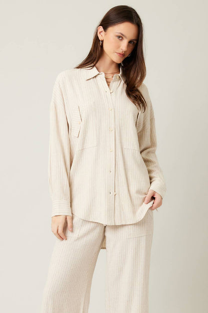 Stripe Linen Shirt Top