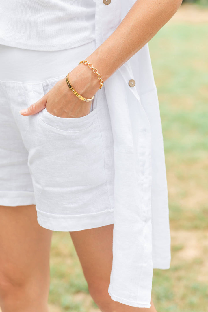 Link Chain Cuff With Pave Accents