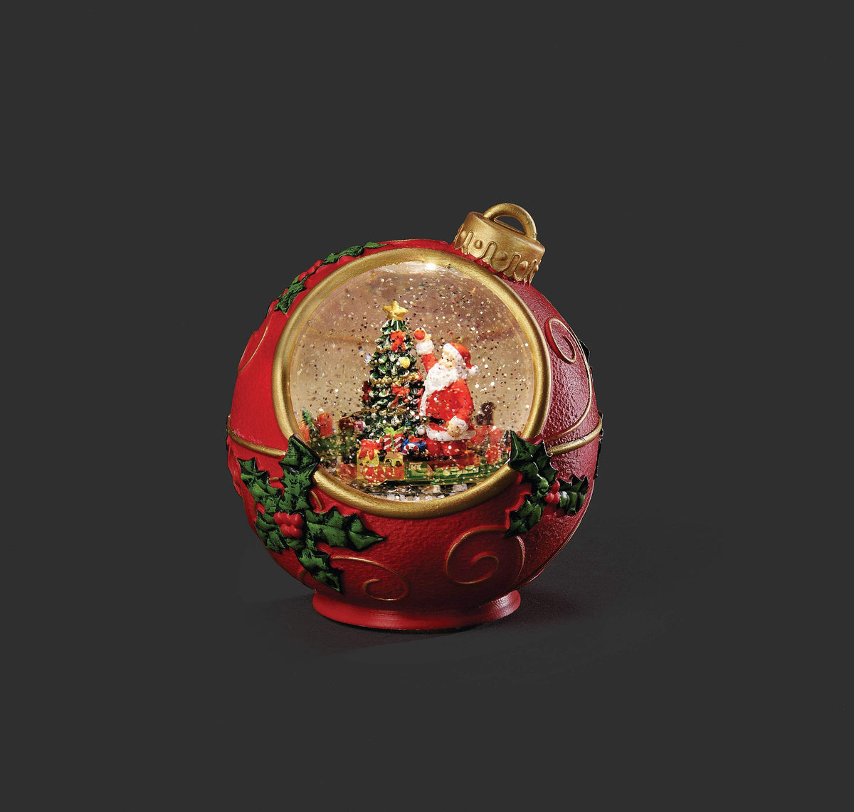 6.5" Lighted Santa Ornament Swirl Scene