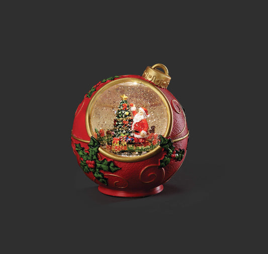 6.5" Lighted Santa Ornament Swirl Scene