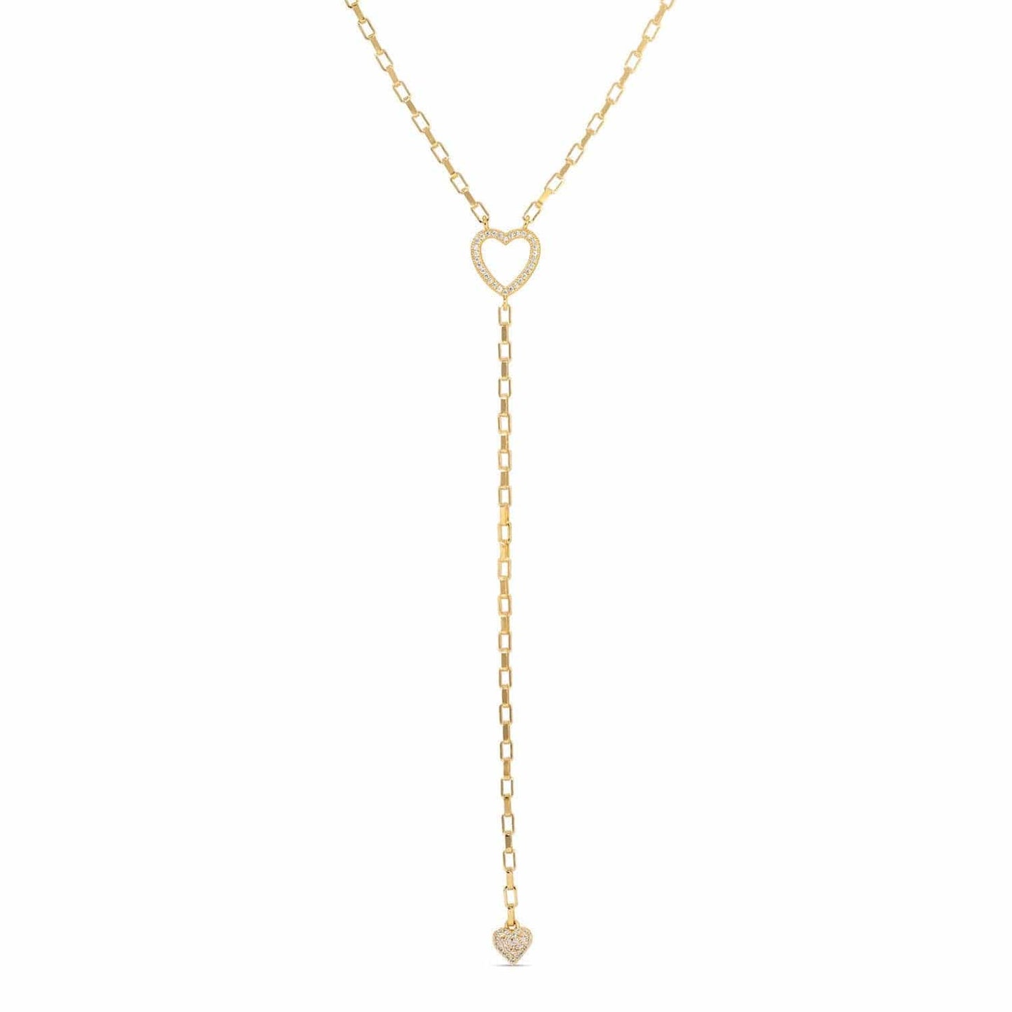 Long Pave Heart Y Necklace