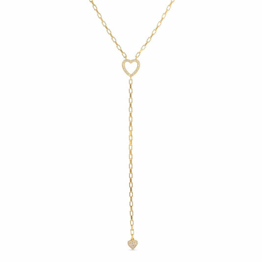 Long Pave Heart Y Necklace