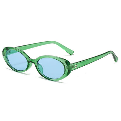 RETRO SMALL OVAL FRAME SUNGLASSES_CWASG0479: BROWN1 / (OS) 2