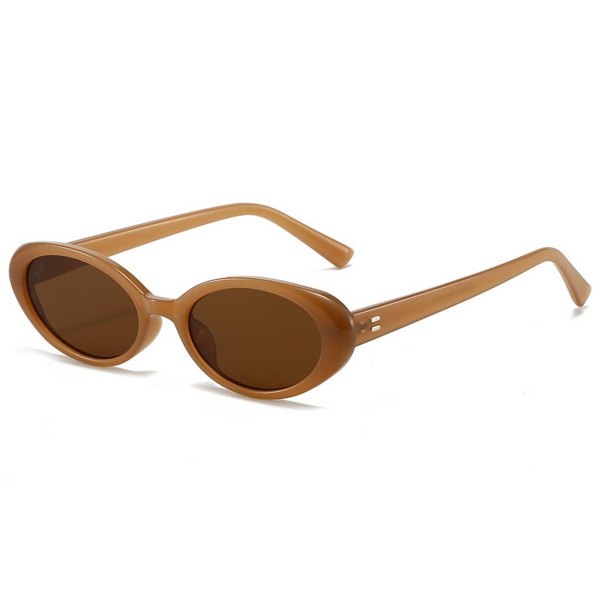 RETRO SMALL OVAL FRAME SUNGLASSES_CWASG0479: BROWN1 / (OS) 2