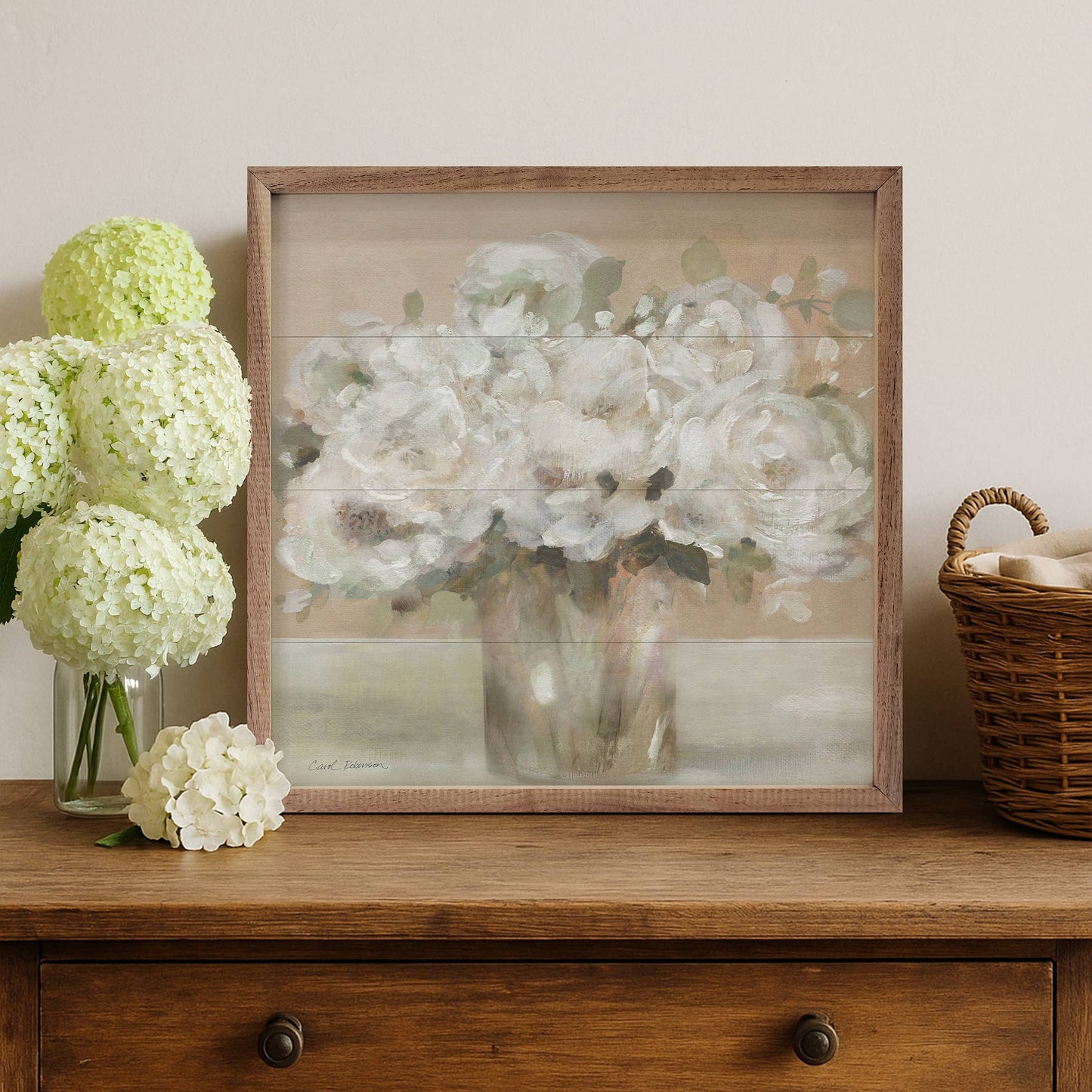 Tender White Blooms 2 By Carol Robinson Wooden Art Print