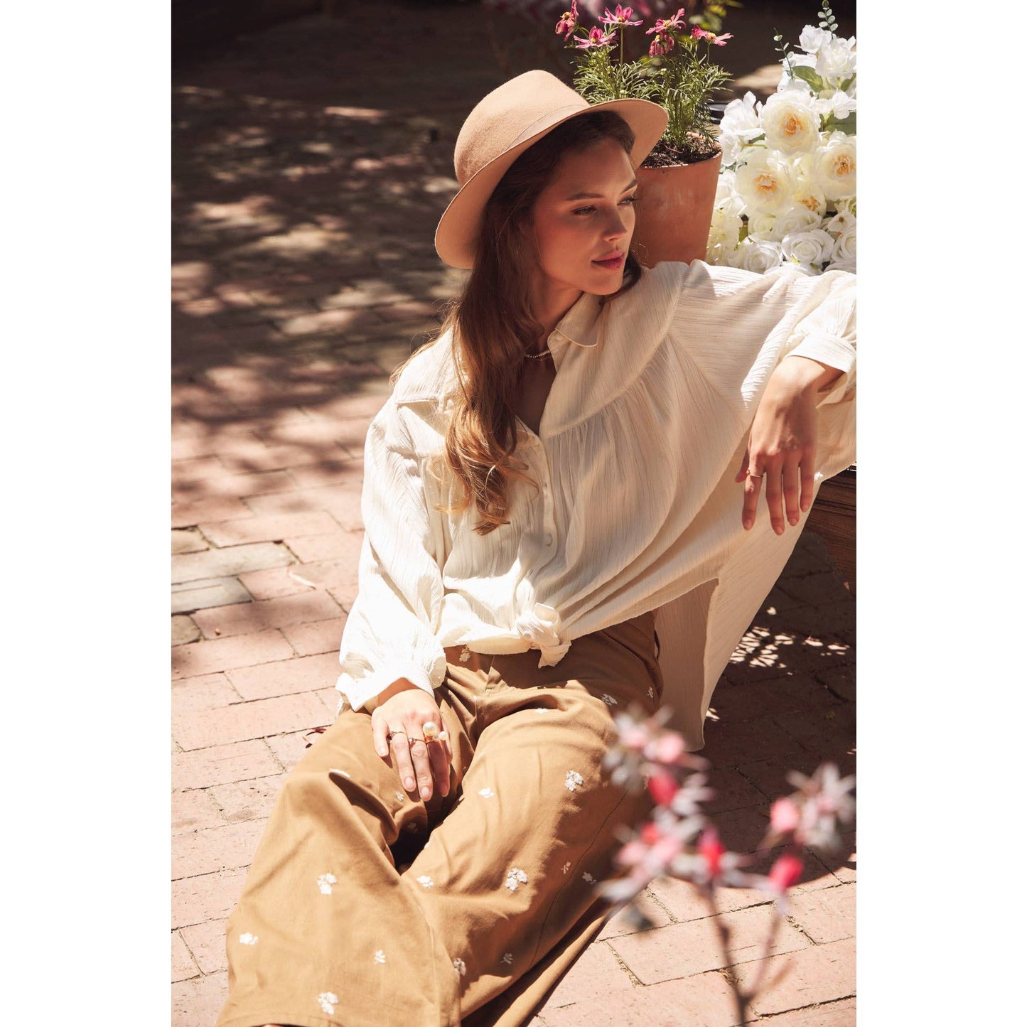 Crinkled Button-Down Oversized Shirt with Dolman Sleeves