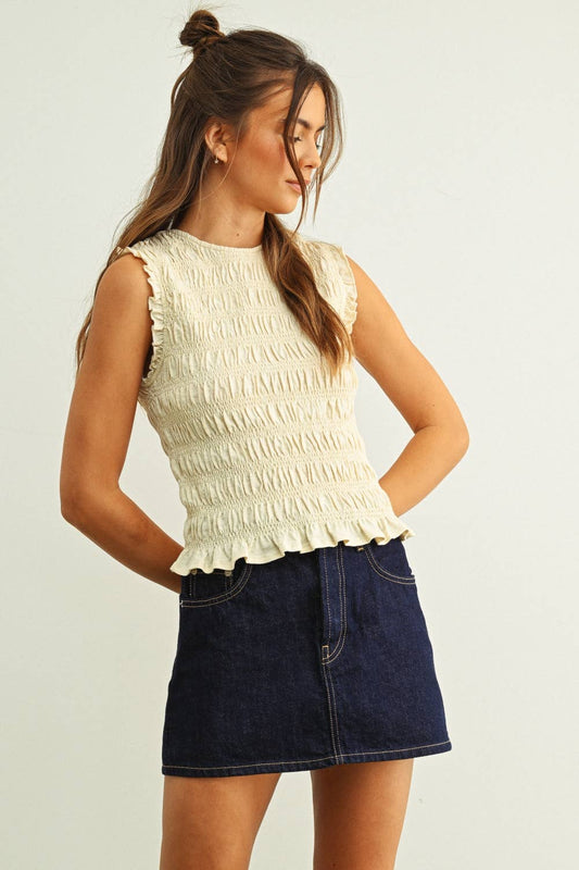 Sleeveless Smocking Top