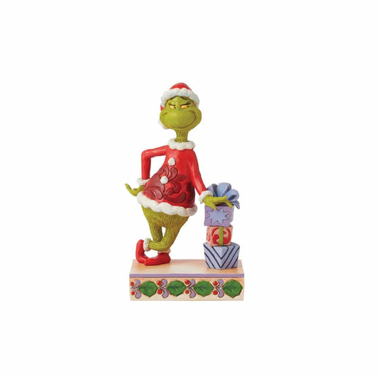 Grinch Leaning On Stacked Gifts
