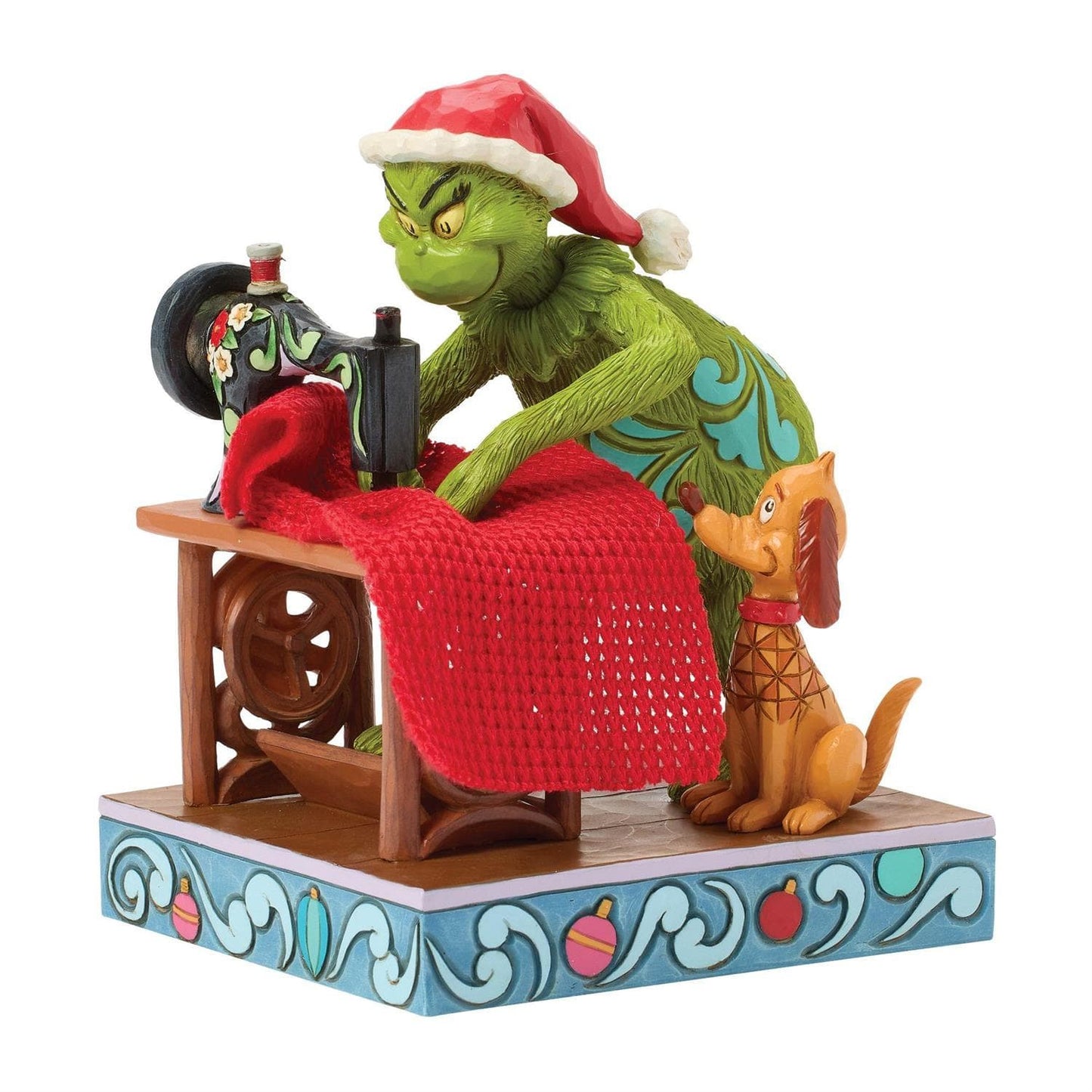 Grinch Sewing Santa Suit Figurine