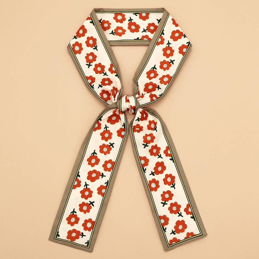 Floral Letter Print Scarf – Headband & Bag Strap_CWASC0061