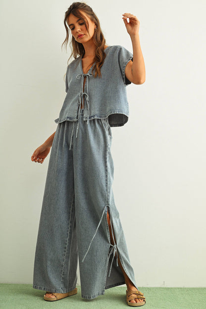 Denim Pants With Ties