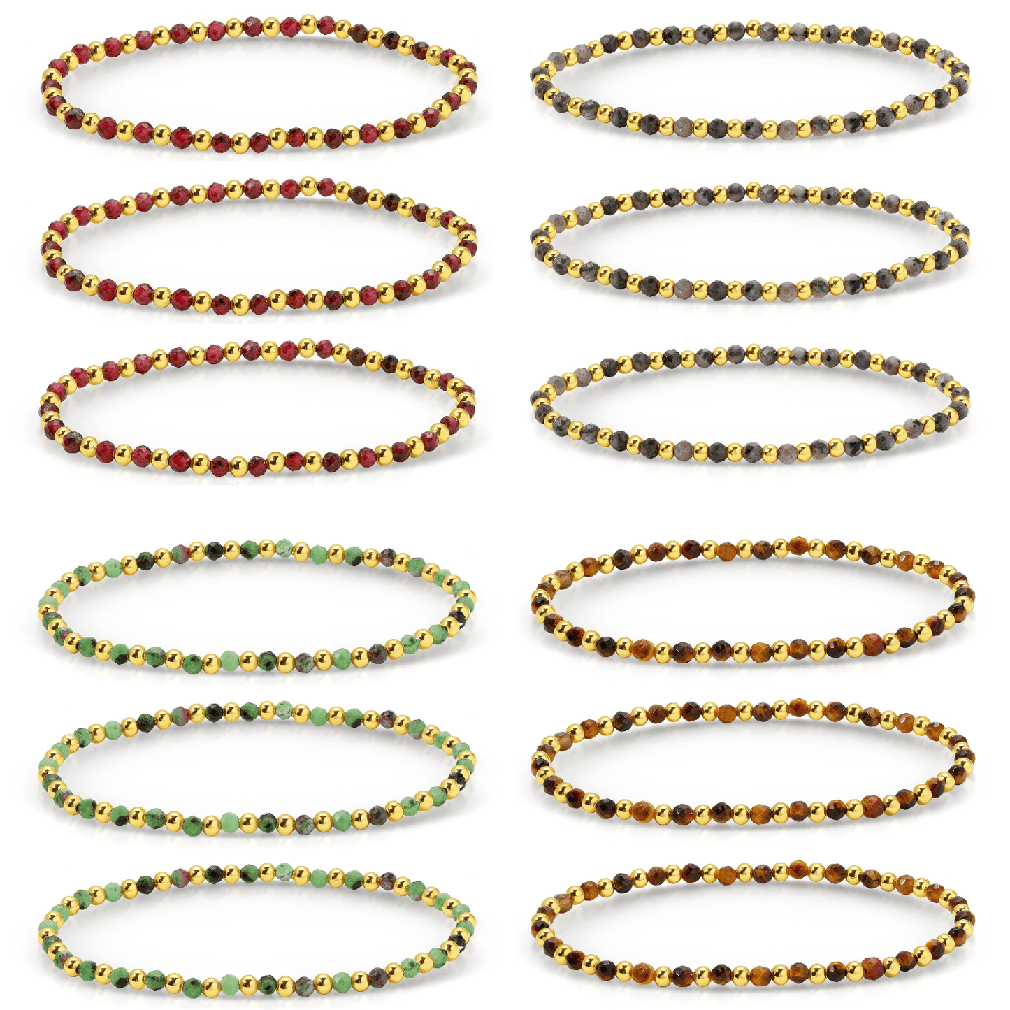 3mm Asst Beaded Bracelets Alternating Stones