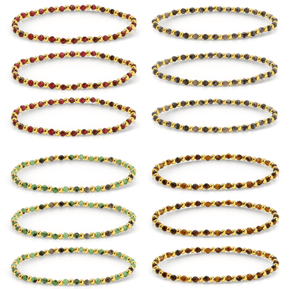3mm Asst Beaded Bracelets Alternating Stones