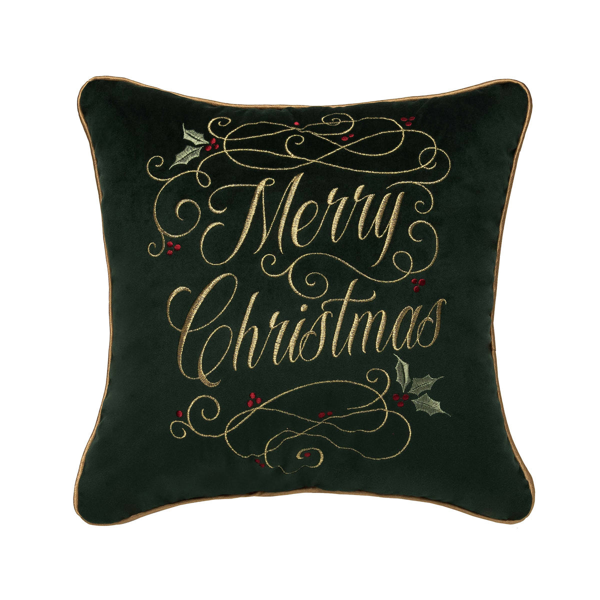 Christmas Gold Merry Xmas Swirl Throw Pillow