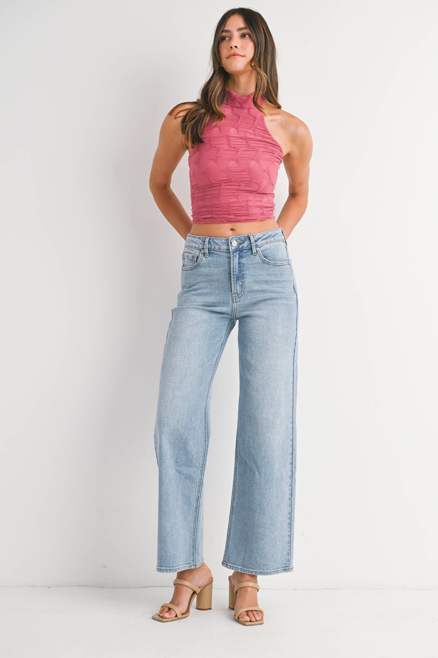 Light High Rise Full Length Straight Leg Jeans
