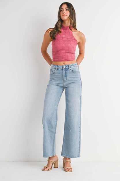 Light High Rise Full Length Straight Leg Jeans