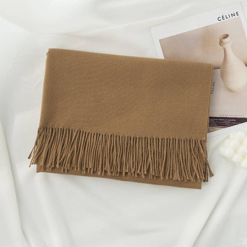 Minimalist Solid Color Tassel Scarf 6W6NSW306