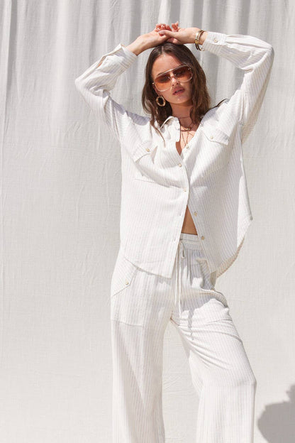 Stripe Linen Shirt Top