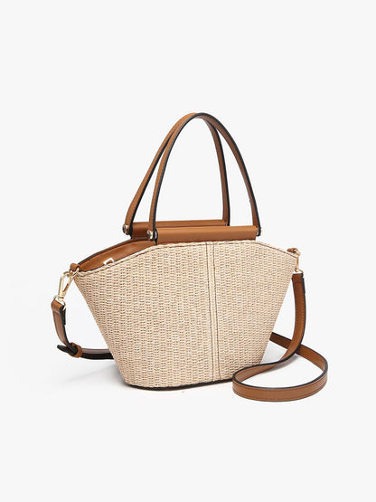 M2829 Raelynn Small Straw Tote w/ Dual Handles & Crossbody Strap