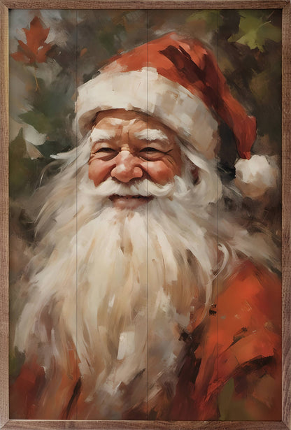 Santa Portrait In Red Art Print