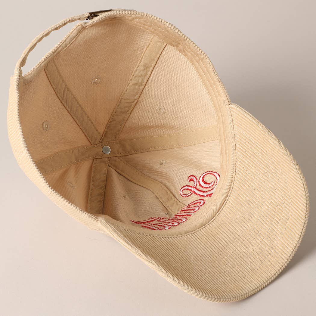 Santa Embroidery Corduroy Baseball Cap