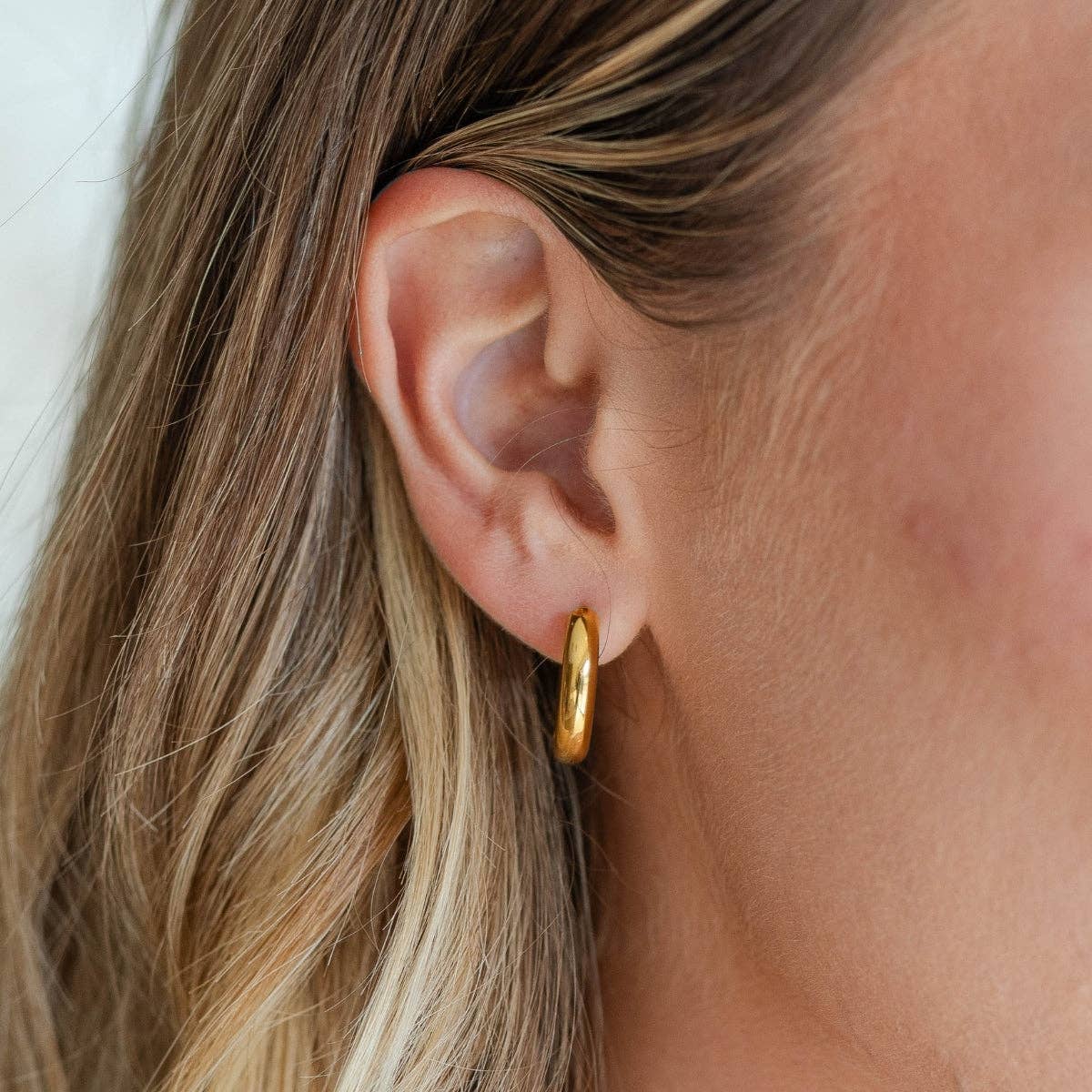 4mm Wide Round Huggies, Water Resistant Earrings