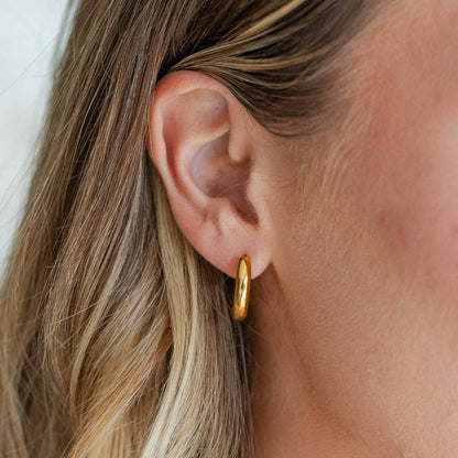 4mm Wide Round Huggies, Water Resistant Earrings