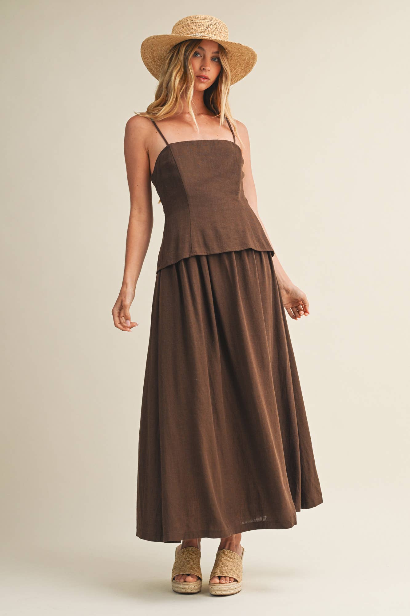 Architectural Tiered Bodice Maxi Dress