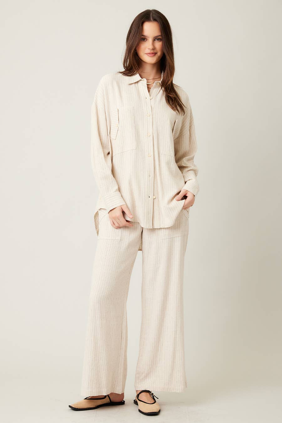Stripe Linen Shirt Top