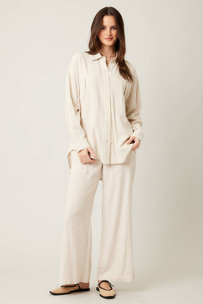 Stripe Linen Shirt Top