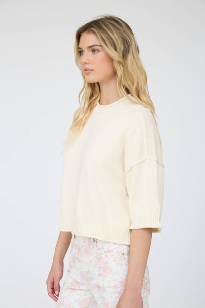 EXPOSED SEAM DROP SHOULDER SHORT SLEEVE PULLOVER