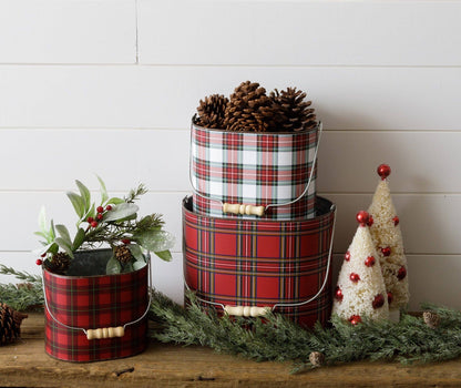 Red Tartan Tins (Set Of 03)