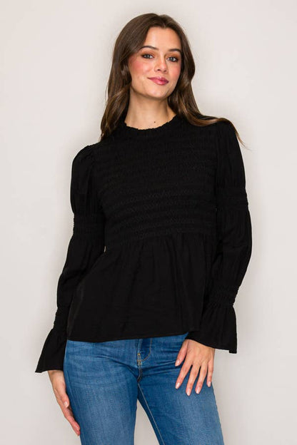 Lourdes Smocked Long Sleeve Blouse