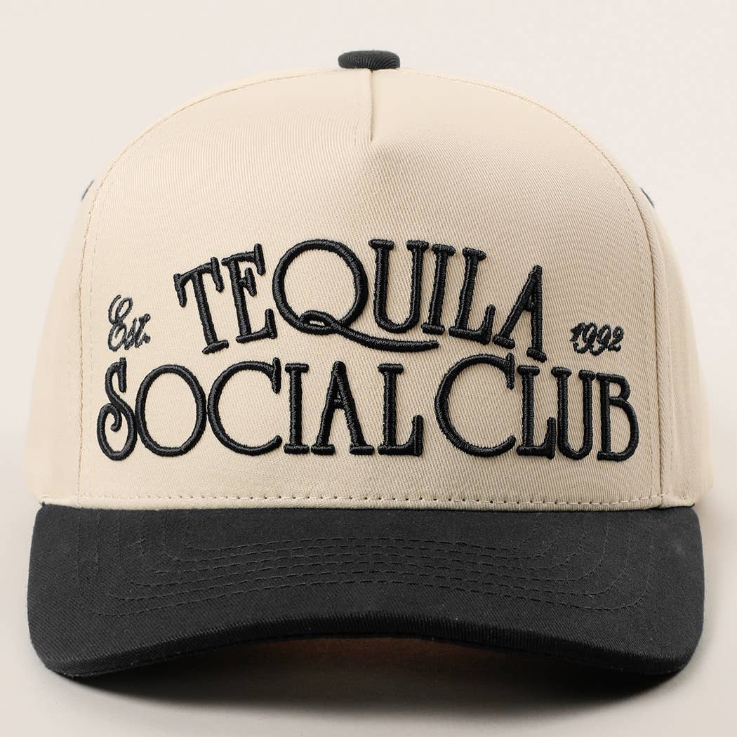 Tequila Social Club 3D Text Embroidery Two-Tone Trucker Hat