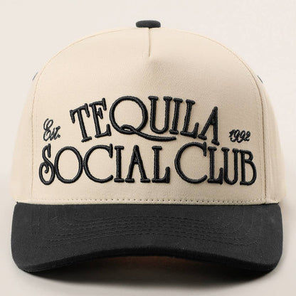 Tequila Social Club 3D Text Embroidery Two-Tone Trucker Hat