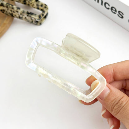Classic Rectangle Hollow Claw Clip, Acetate Square Hair Clip