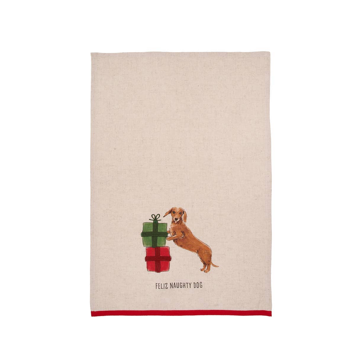 Christmas Naughty Dachshund Dog Kitchen Towel