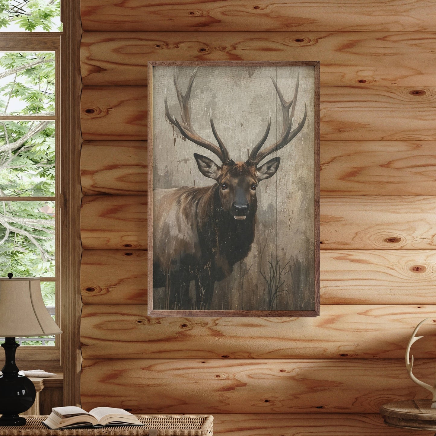Rustic Elk Portrait Art Print