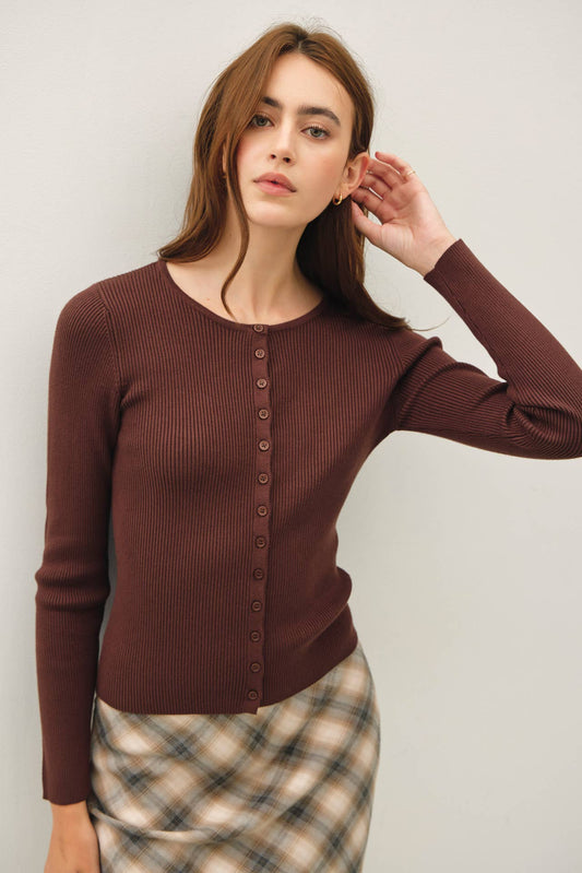 Ribbed Button Up Cardigan