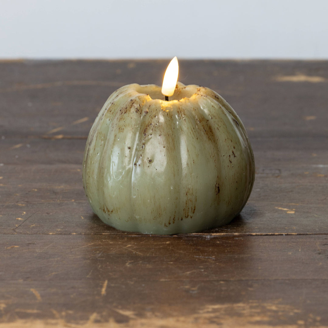 4" GREEN 3D FLAME TALL PUMPKIN CANDLE