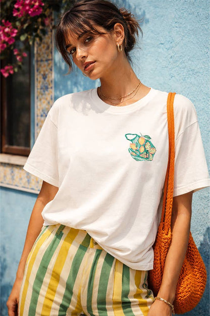 Limoncello Front and Back Print Cream T-Shirt