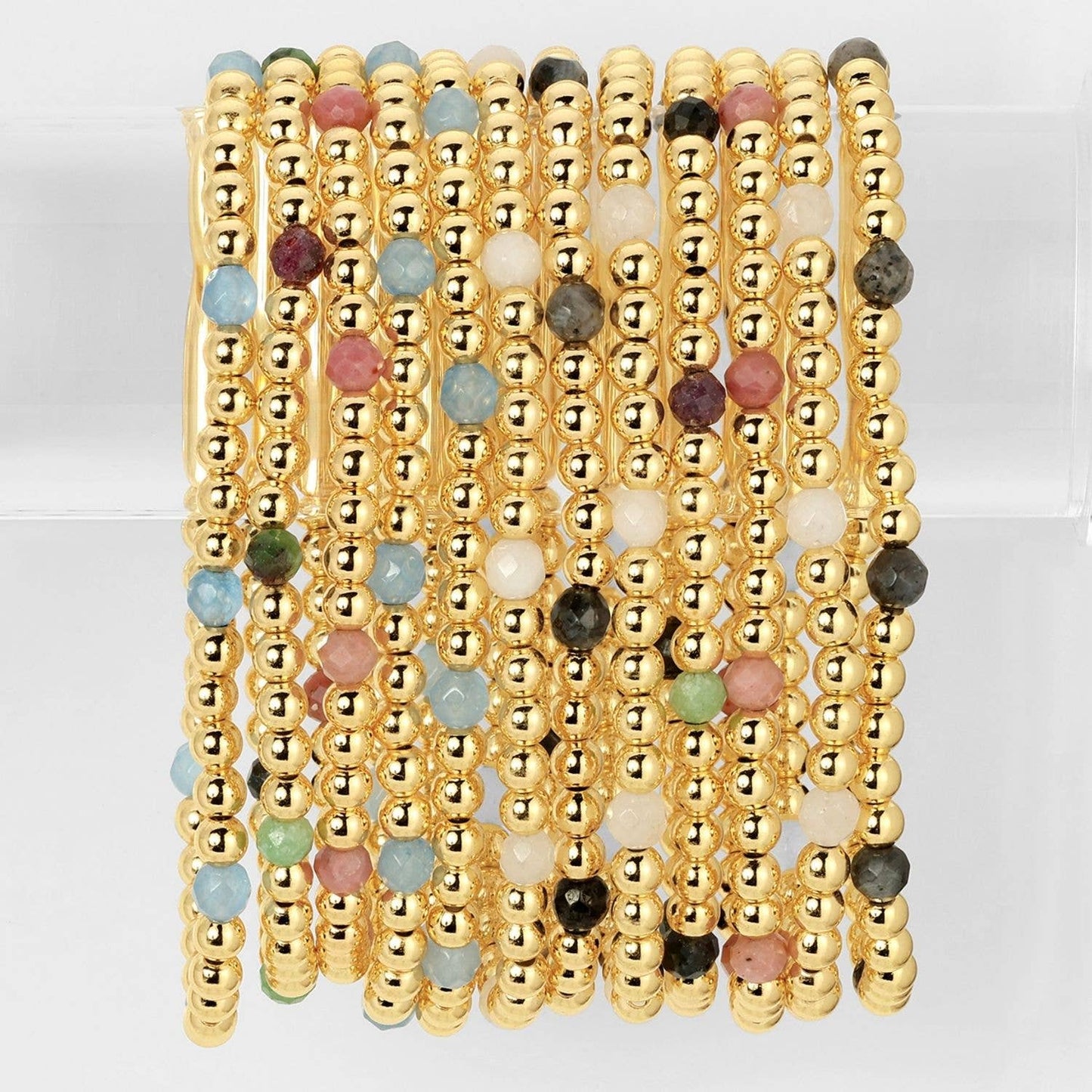 Assorted Stretch Beaded Bracelets With Stone Accents