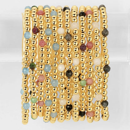 Assorted Stretch Beaded Bracelets With Stone Accents
