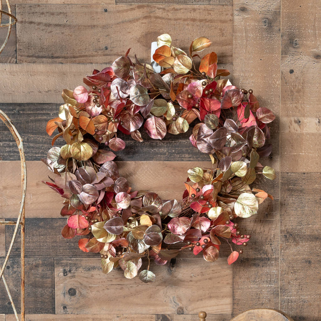 Ombre Leaf Wreath - Brown And Gold - 23 Inch
