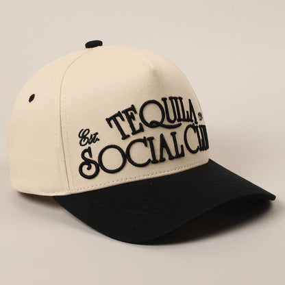 Tequila Social Club 3D Text Embroidery Two-Tone Trucker Hat