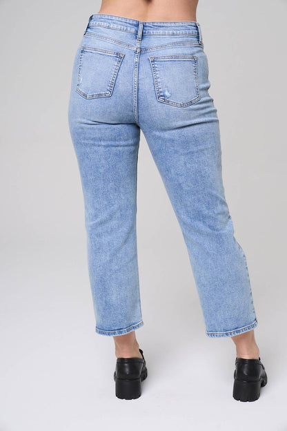 High Rise Cropped Plus-Size Straight Fit Jeans
