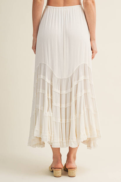 Tie Front Wave Tiered Skirt